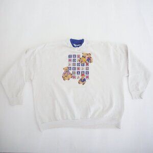 Vintage Gopher Teddy Bear Patchwork Alphabet Graphic Cottagecore Sweatshirt 3X